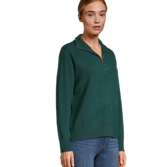 NWT Hudson's Bay Cashmere Half-Zip Mockneck Sweater - Picture 1 of 10